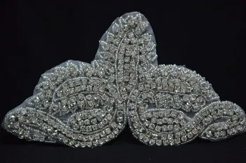 

Charming Crystal Clear Rhinestone Bridal Dress Costume Trim Silver Sew On Chain Applique DIY Fashion Jewelry Necklace