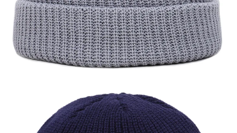 Зимняя Мужская трикотажная кепка с манжетами, мужская вязаная шапка, Шапка-бини с черепом, головной убор моряка, безрукавка, ретро, темно-синий стиль, шапка
