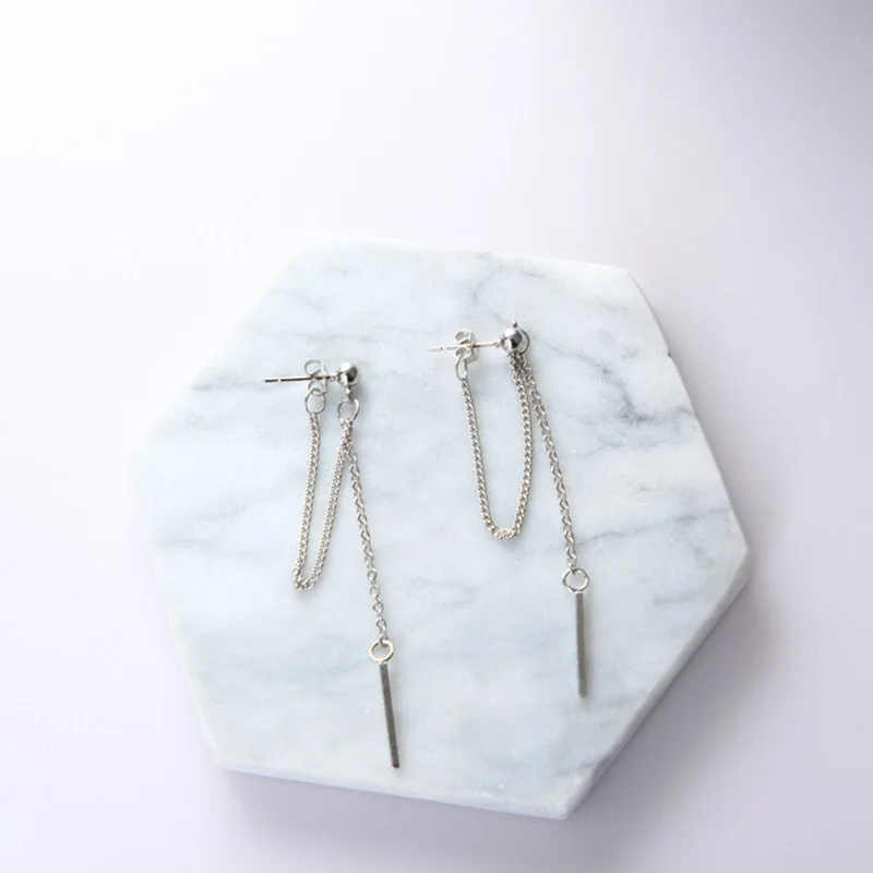 Dangle Earrings Korean Jewelry Women Long Tassel Drop Chain Metal Texture Brincos Statement Bijoux Gift EB126