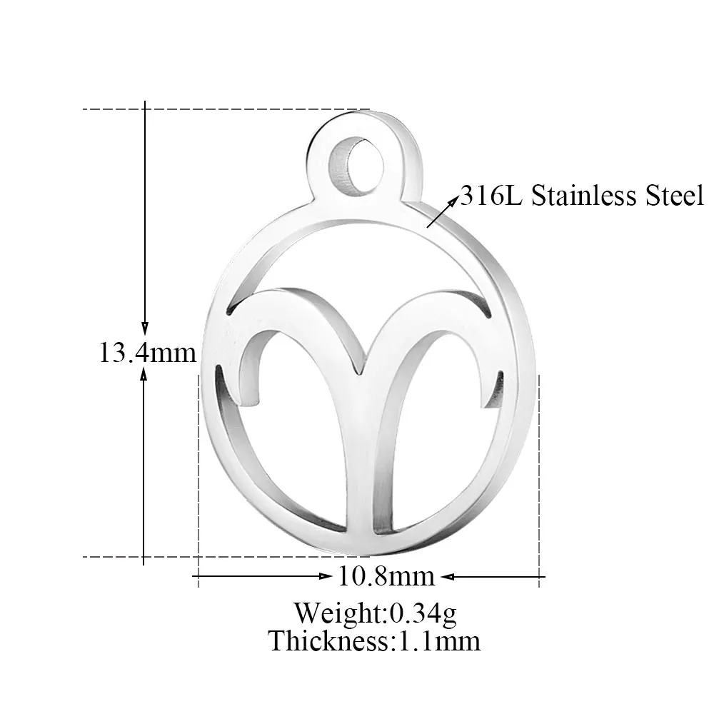 Fnixtar 10,8*13,4 мм нержавеющая сталь 12 зодиакальных металлических шармов DIY Созвездие для женщин Изготовление ювелирных изделий мини-шармов 12 шт./лот