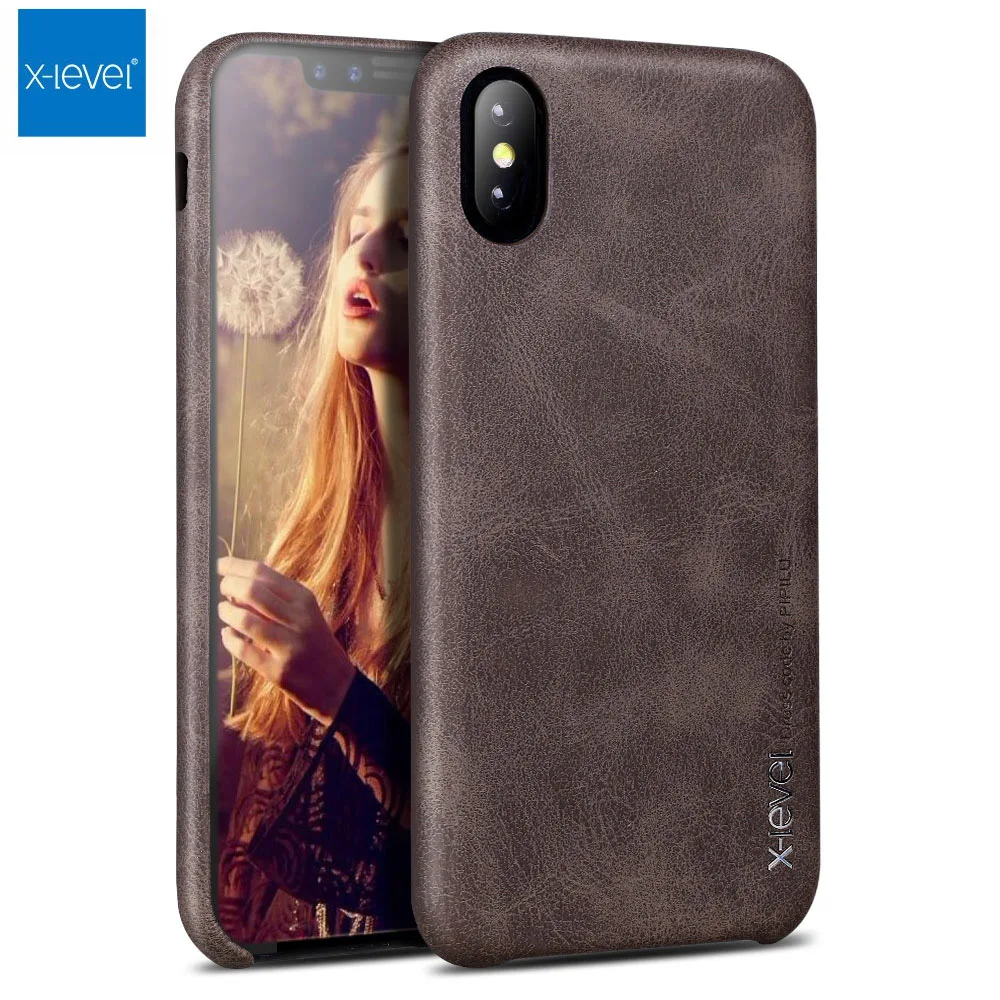 

X-Level High Quality Vintage Luxury PU Leather Phone Cases For Apple iPhone X Retro Back Cover For iPhone 6 6S 7 8 Plus 5 5S SE