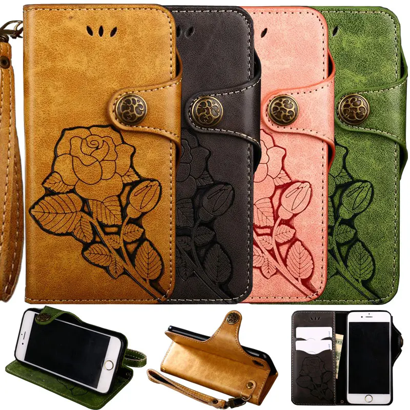 

Flip Vintage Cases For iPhone 6 6S Plus Cover iPhone 7 8 Plus Elegant Wallet Leather Phone Case For iPhone X 7 8 Cute Rose Flowe