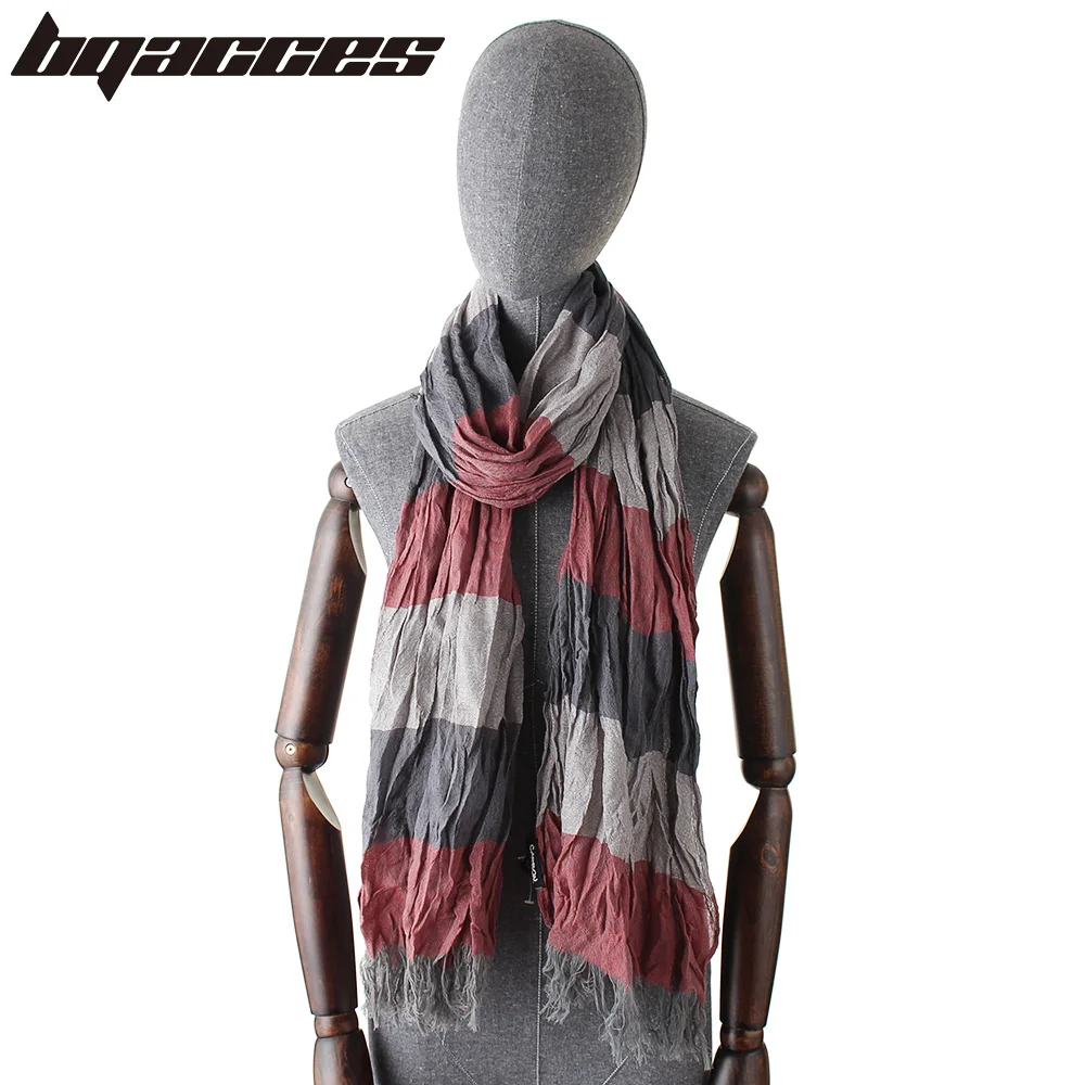 

[BQACCES] Plaid Stripe Print Cotton Viscose Scarf with Tassel Wrinkled Thin Long Scarves Women Shawl Wrap Hijab Bufanda Original