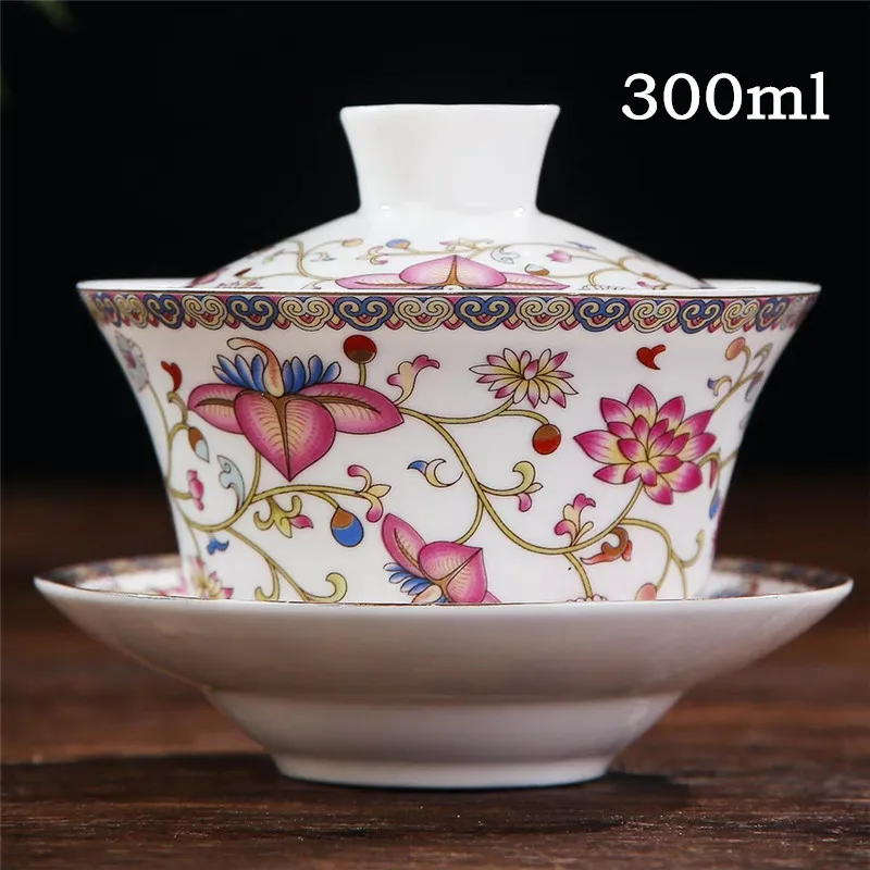 

Chinese Ceramic GaiWan Jingdezhen Blue and White Porcelian Tea Coffee Cup and Saucer Set 300ml Tea Tureen
