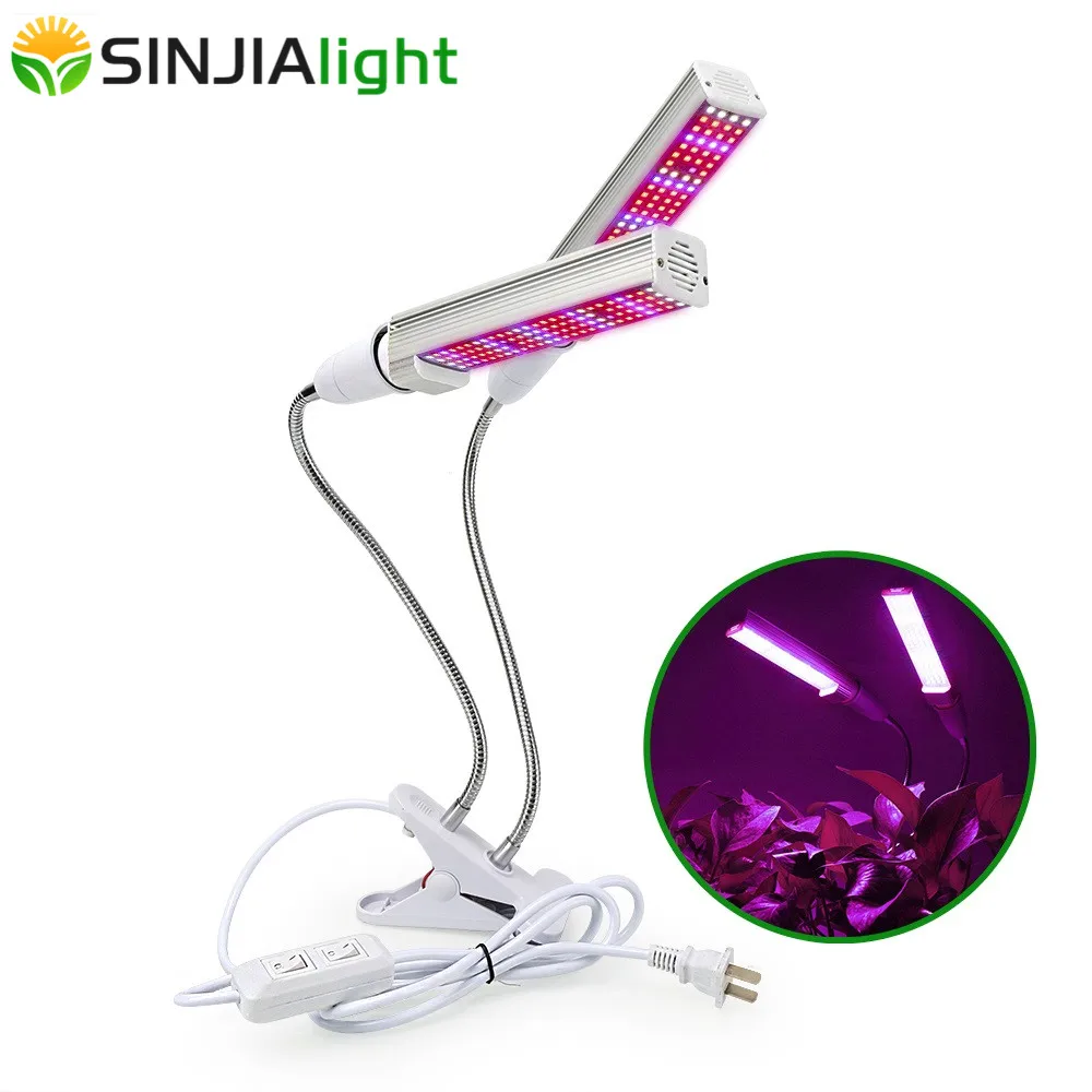  60W Full Spectrum LED Grow Light with Holder Switch Plant Phytolamp Dual Head Growing Lamp for Indo - 32988663495