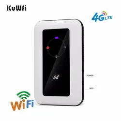 KuWFi 150 Мбит/с Открытый разблокирована 4G Карманный wifi-роутер с 2400 mAh Батарея слот sim-карты поддерживает LTE FDD B1/B3 до 10 пользователей