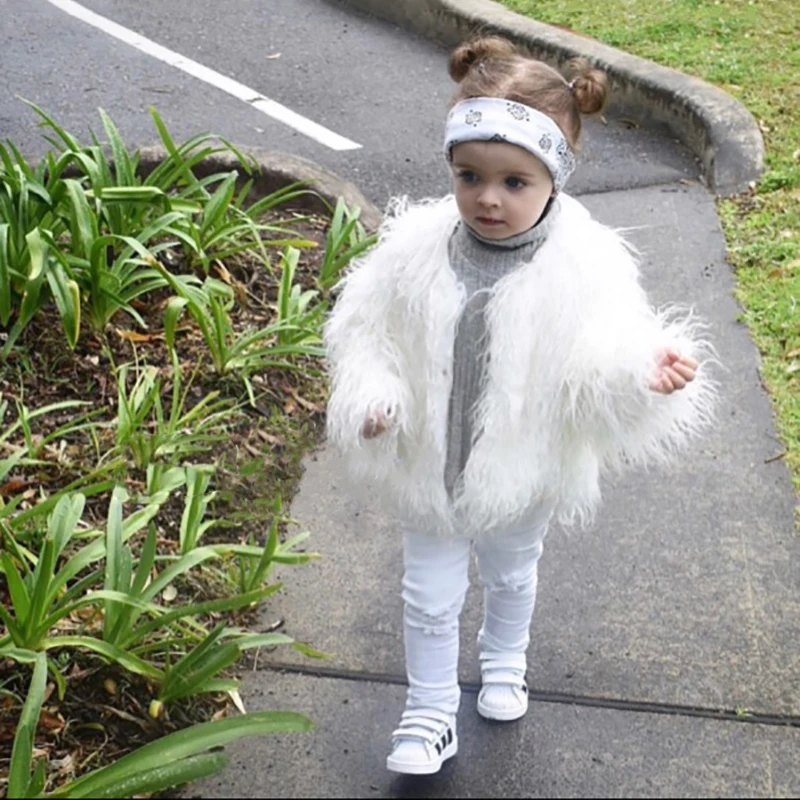 Autumn Winter Fur Jackets For Girls Princess Coat Waterfall Baby Girl Faux Fashion Kids Children Outerwear | Детская одежда и