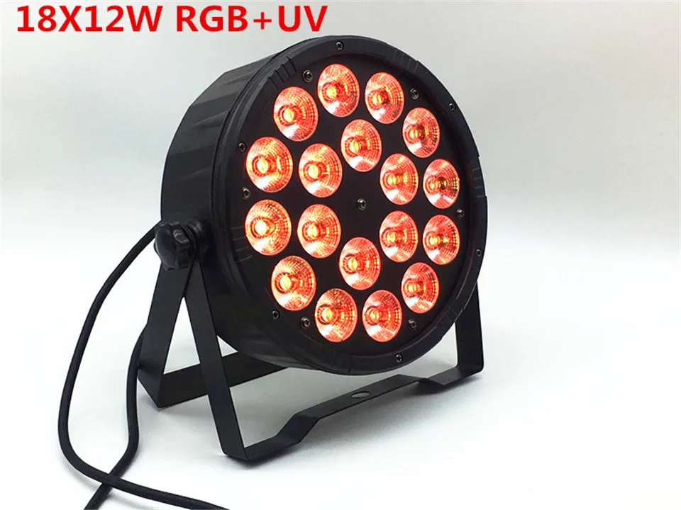 

18x12 W RGB+UV 4IN1 LED Par plana tri mezcla de colores RGBW LED DJ Luz de la Colada Etapa uplighting KTV DMX512 Disco de DJ
