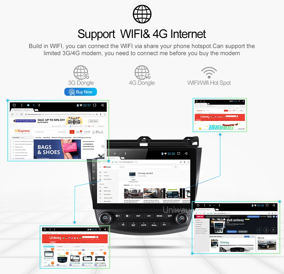 Best Uniway AYG1071 2G+32G android 8.1  car dvd for Honda Accord 7 2003 2004 2005 2006 2007 car radio video player gps navigation car 13