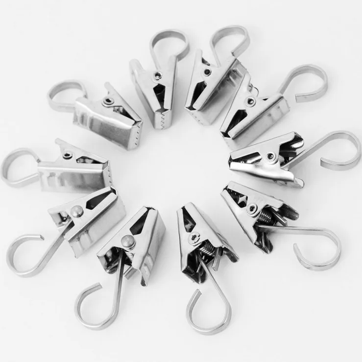 50pcs Strong Curtain Rod Hook Clips Window Shower Rings Clamps