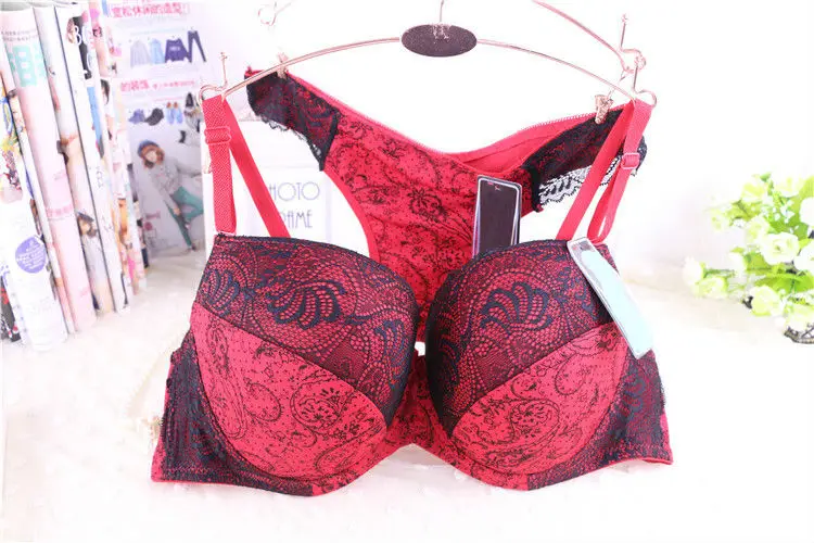 

Black Red Sexy Women's Bra bh Set vs Push Up Bra & Thong Set C D E F plus size 32E 34C 36D 38C 38D 40C 40DD 40E 36E B3