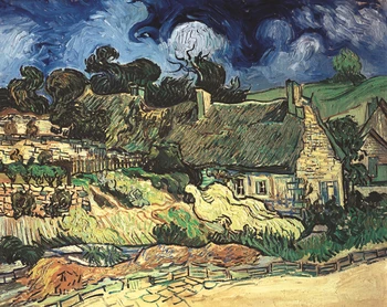 

canvas paintings masterpiece reproduction Thatched Cottages at Cordeville, Auvers-Sur-Oise, c.1890 by Vincent van Gogh