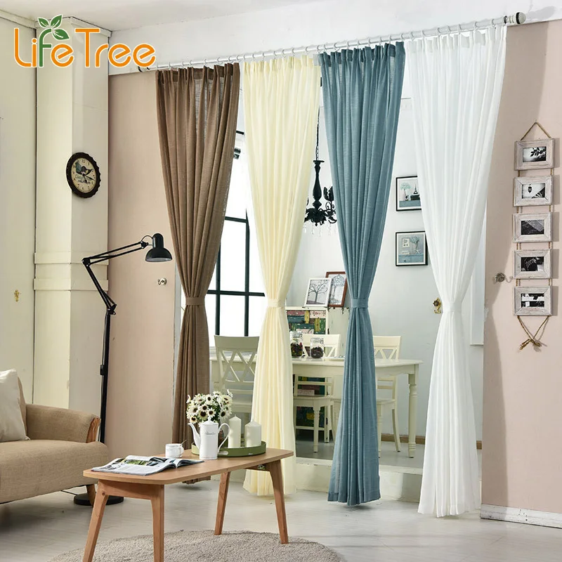 

Solid Linen Tulle Curtain For Living Room Window Sheer Curtain In Bedroom Custom Made Window Treatment