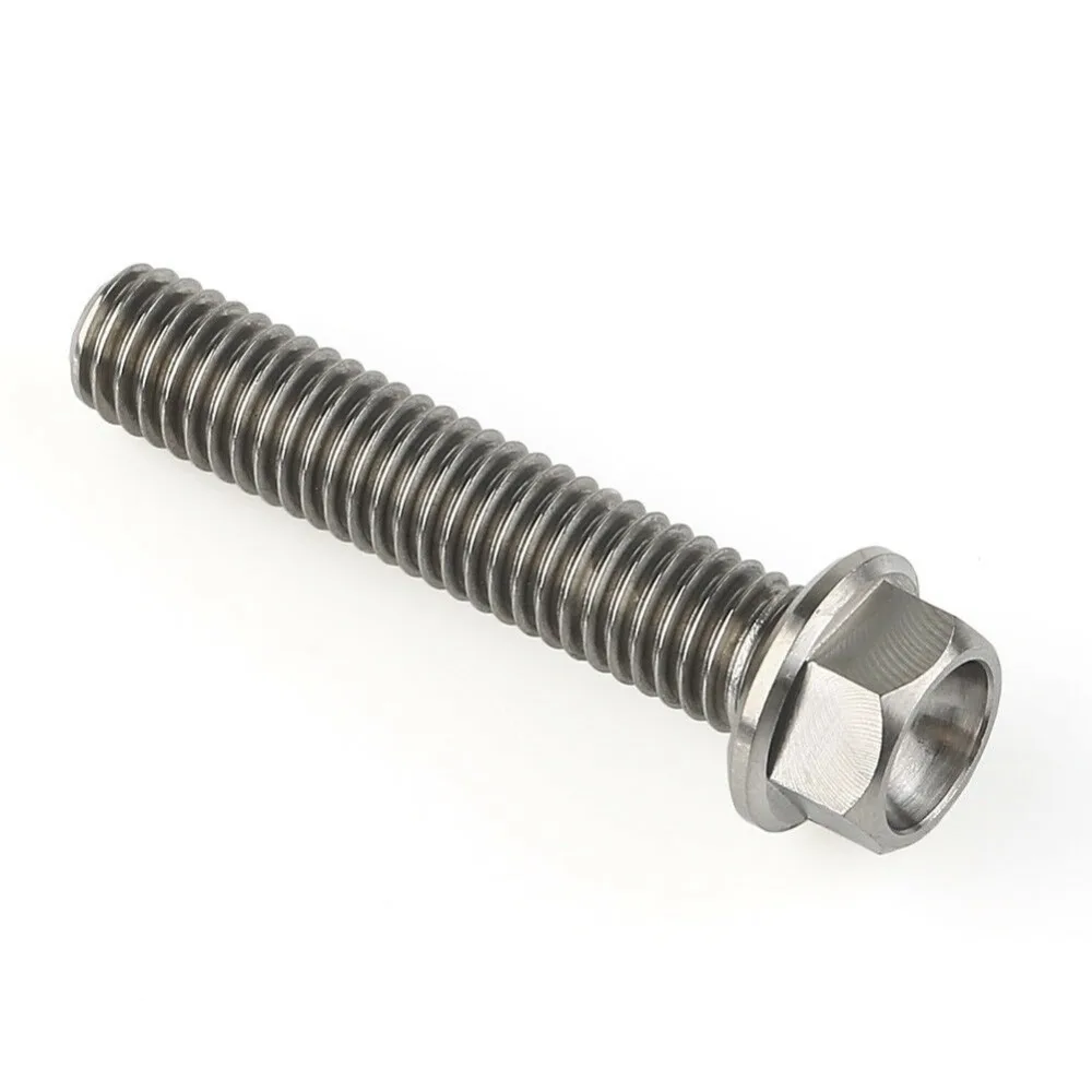 2Pcs Titanium Alloy Ti Hex Head Cap Screw Flange Bolt M6 x30mm M6x40mm M6x50mm M6 GR5 Screw Hex Bolt