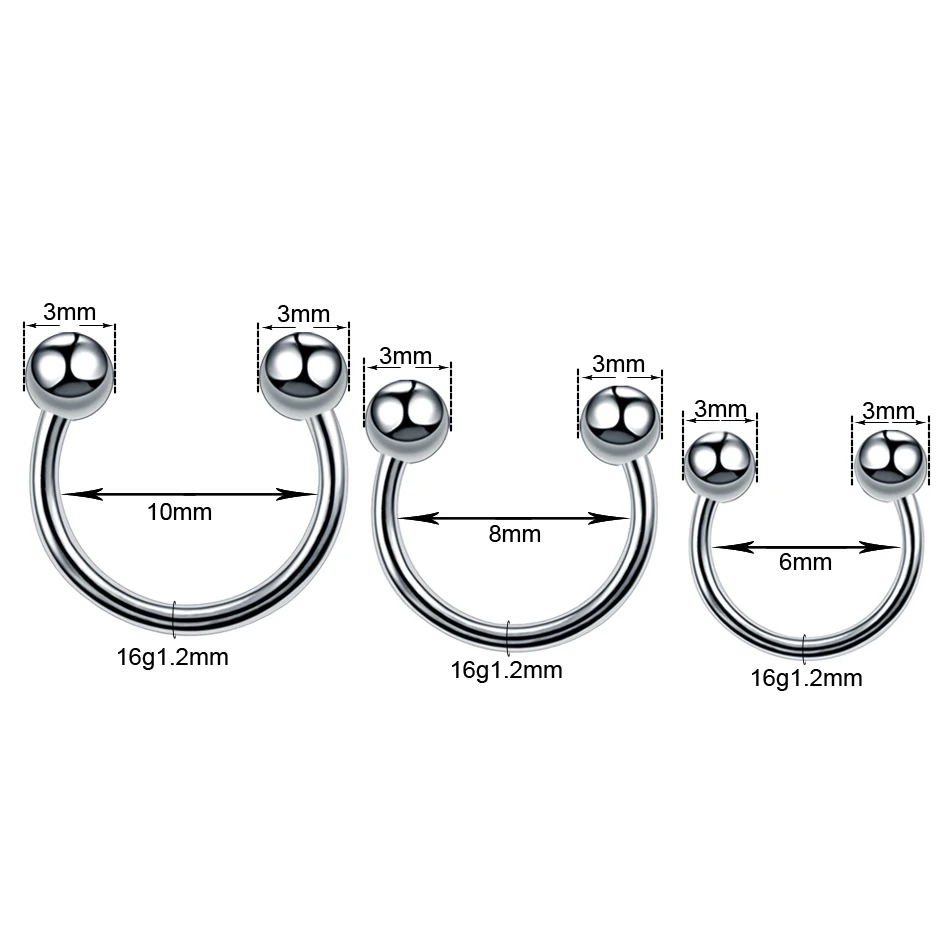 Piercing Jewelry 1PC Nose Horseshoe Ring Nose Septum Ring G23 Titanium Circular Piercing Ear Cartilage Tragus Body