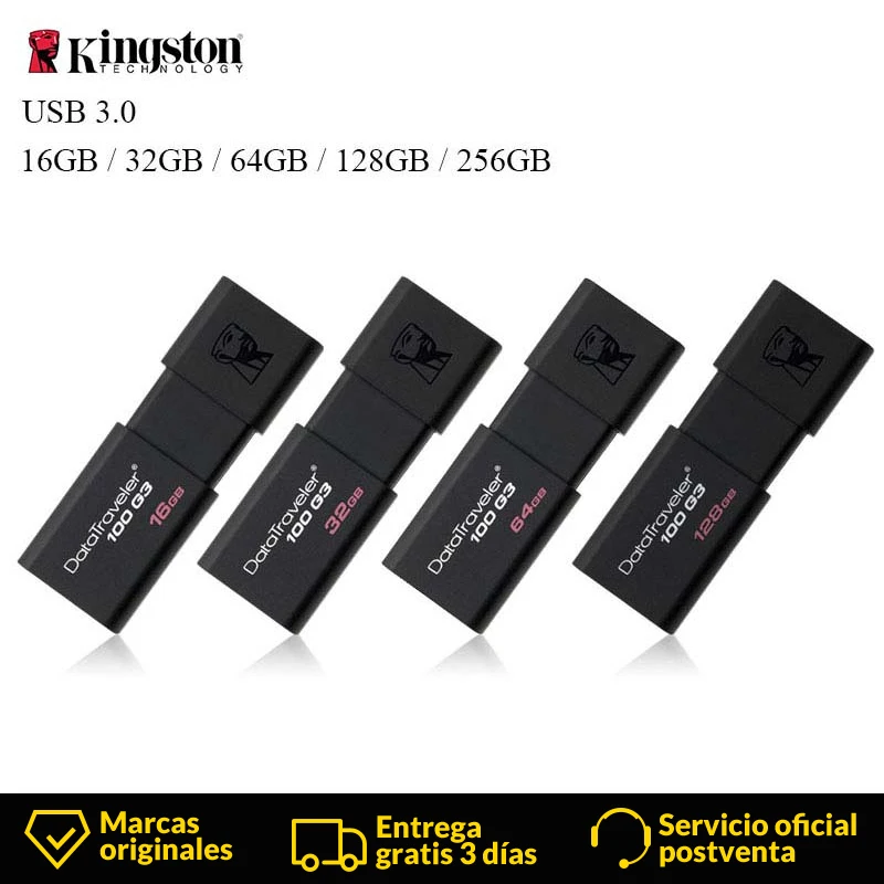 

Kingston Original High Speed USB 3.0 DataTraveler Flashdisk 16GB 32GB 64GB 128GB 256GB USB Memory Stick Flash Drive DT100G3