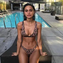 Бикини, сексуальный женский купальник, 2 шт, костюм, Леопардовый принт, купальник, Одноцветный, пляжная одежда, купальный костюм, стринги, бикини, набор, 1 цвет