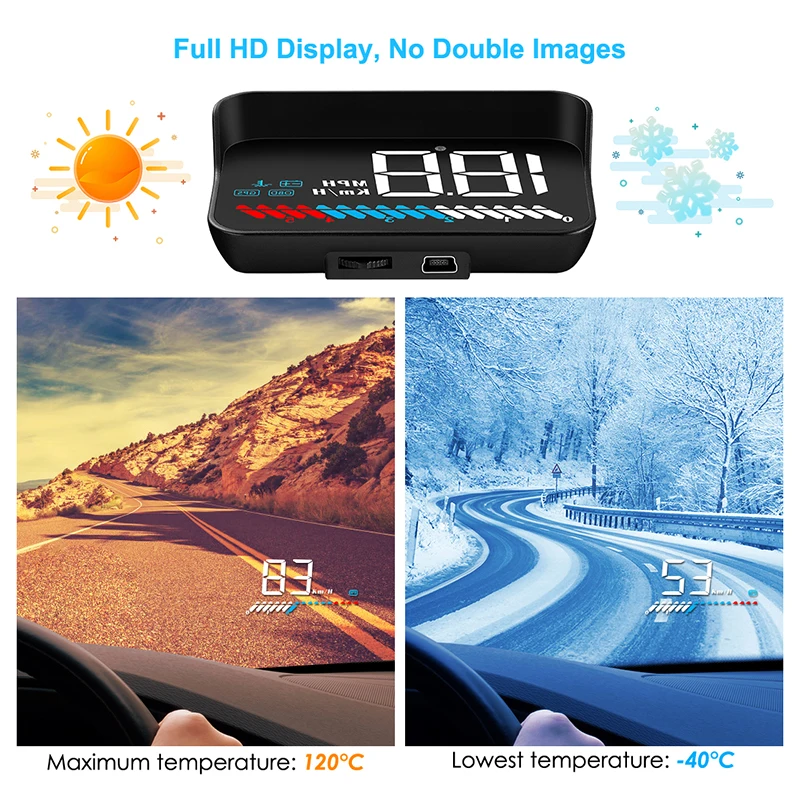 Car Hud Display Obd+gps On-board Computer Gps Speedometer