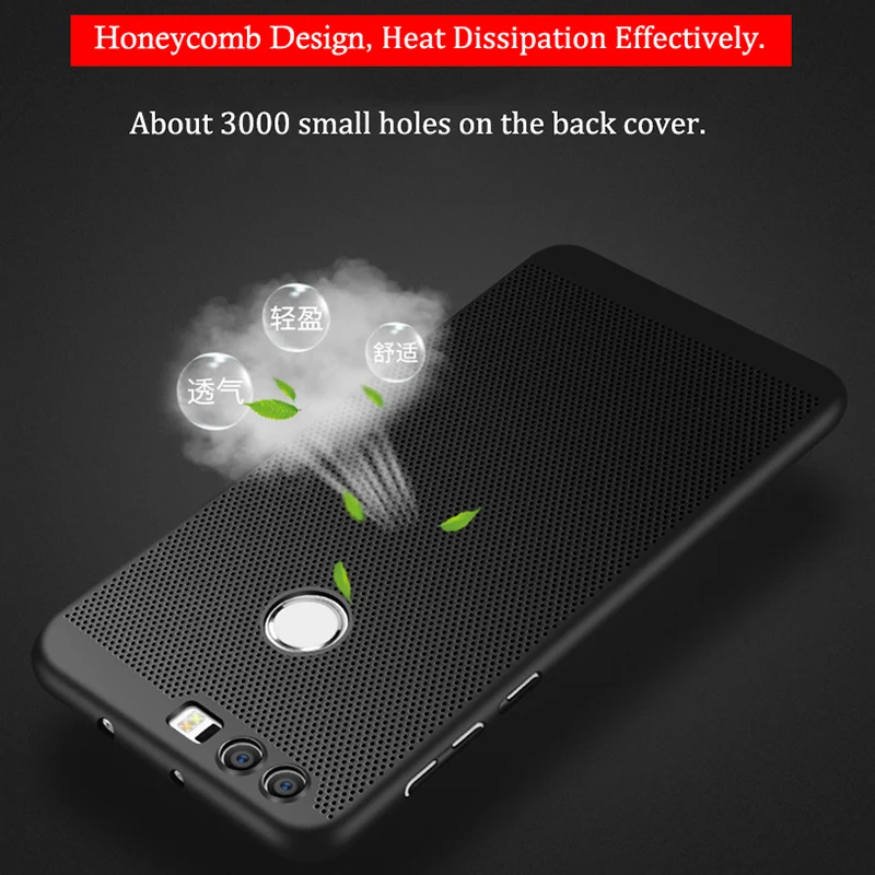 

For Huawei Honor 8 Lite Case 360 Protection Hollow Grid Design Matte Hard Cover For Honor8 P8 Lite 2017 Phone Cases Coque