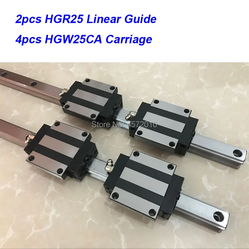

2 pcs HGR25 - 850mm 900mm 950mm 1000mm 1050mm linear guide rail with 4 pcs HGW25CA linear block carriage CNC parts