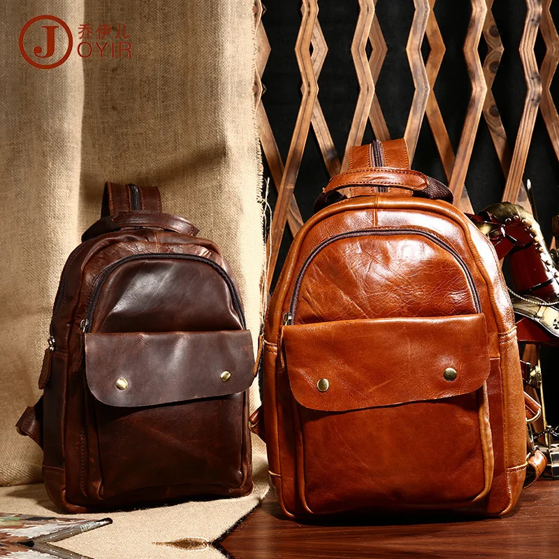 

042018 new hot high quality unisex women men small vintage leather backpack chest bag