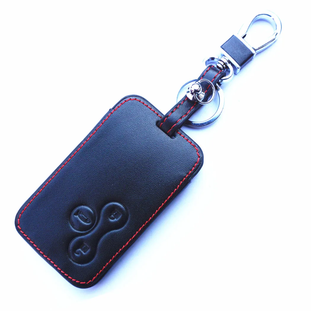 

WFMJ Genuine Leather 3 Buttons Remote Key Chain Cover Case Fob For 2003 2004 2005 2006 2007 2008 Renault Megane Scenic II Clio