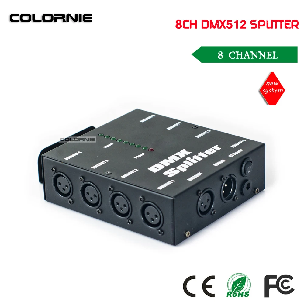 Горячая Распродажа DMX 8 канала DMX Splitter DMX512 свет прожекторов усилитель сигнала Splitter 8 способ DMX Дистрибьютор