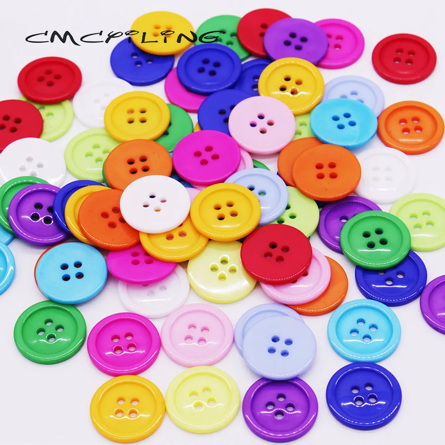 

CMCYILING 20mm Round Resin Buttons For Scrapbooking Sewing Crafts Decorative Buttons For Clothes Children Botones 4 Holes 30Pcs