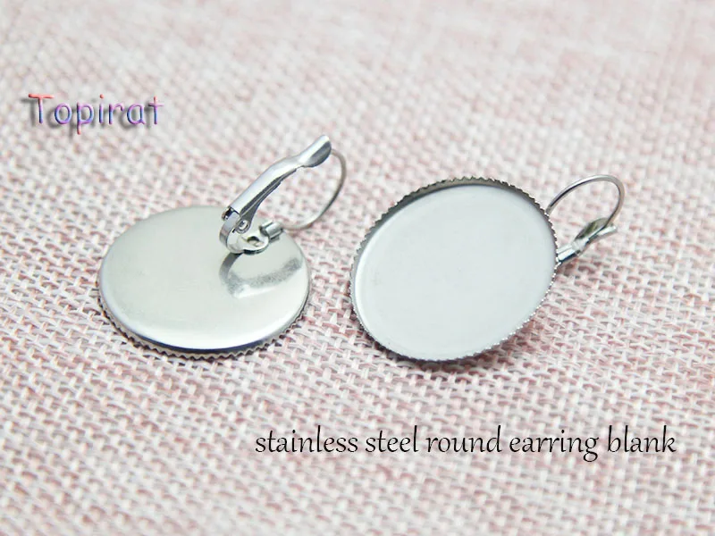 

Stainless Steel French Lever Back Earring Blank Base Fit 25mm Glass Cabochon Cameo Domed Earring Bezel DIY Earring Hooks Finding