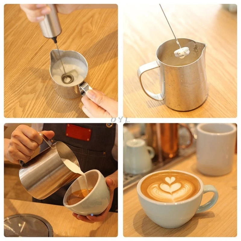 Мощный электрический вспениватель молока с 2 шт из нержавеющей стали ручной пружинный венчик для приготовления пены для кофе кухонный прибор