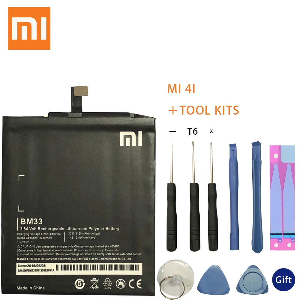 

Xiao Mi BM33 Phone battery For XIaomi Mi4i Battery Mi 4i M4i cell phone battery 3120mAh+Tools