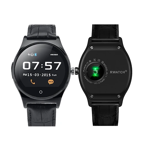 Черный Умные часы RWATCH R11, инфракрасный пульт дистанционного управления, пульсометр, звонки/SMS, Сидячий напоминание, монитор сна, умные часы для телефона - Цвет: Черный