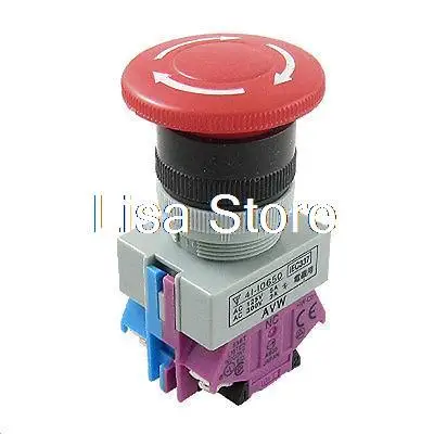 

Red Sign Ignition Mushroom Emergency Stop Push Button Switch 22mm 1 N/O 1 N/C