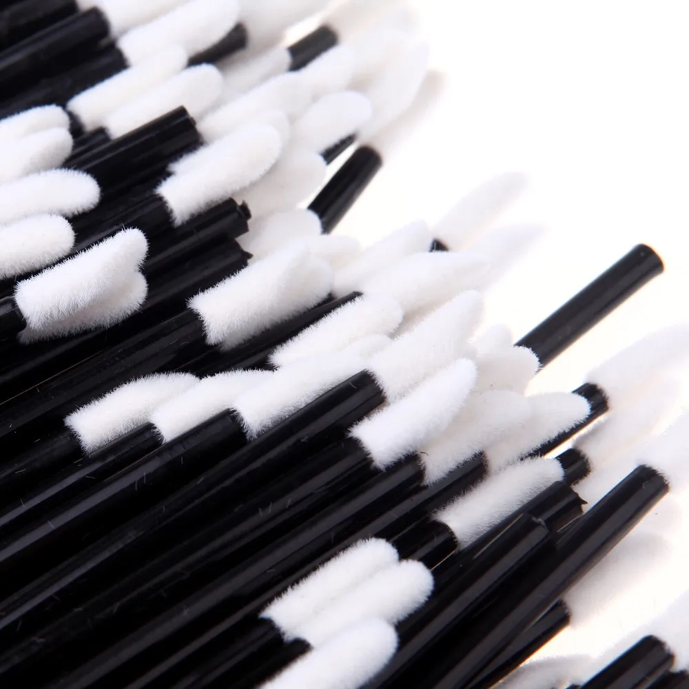100 Pcsset Disposable Lip Brush Lipstick Lip Brush Gloss Wands Applicator Makeup Cosmetic Tool Beauty Travel Kit  soft bristles (12)