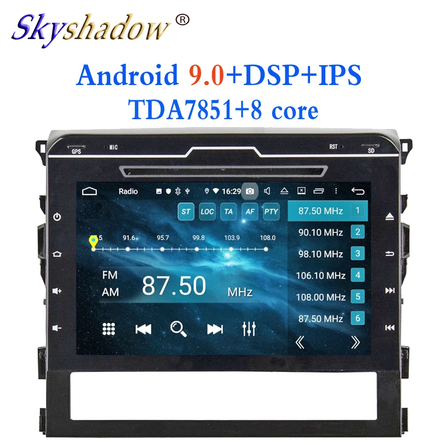Top 9" IPS TDA7851 Android 9.0 For Toyota Land Cruiser 2016 4GB RAM +32GB Car DVD Player Wifi Bluetooth RDS Radio GPS Glonass Map 3