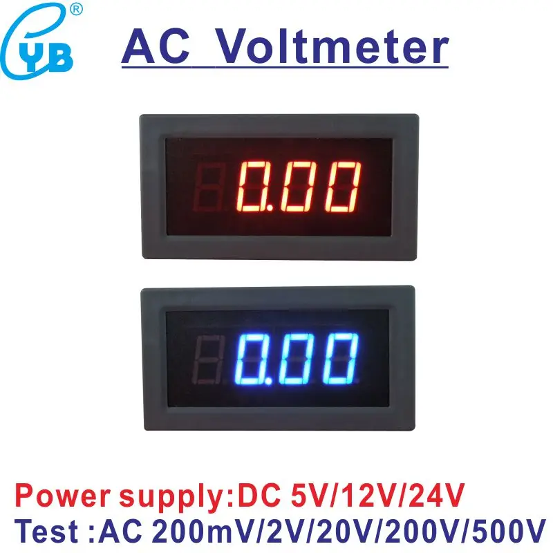 3½ DC 200V Red LED Digital Voltmeter Panel Power 6-15V 