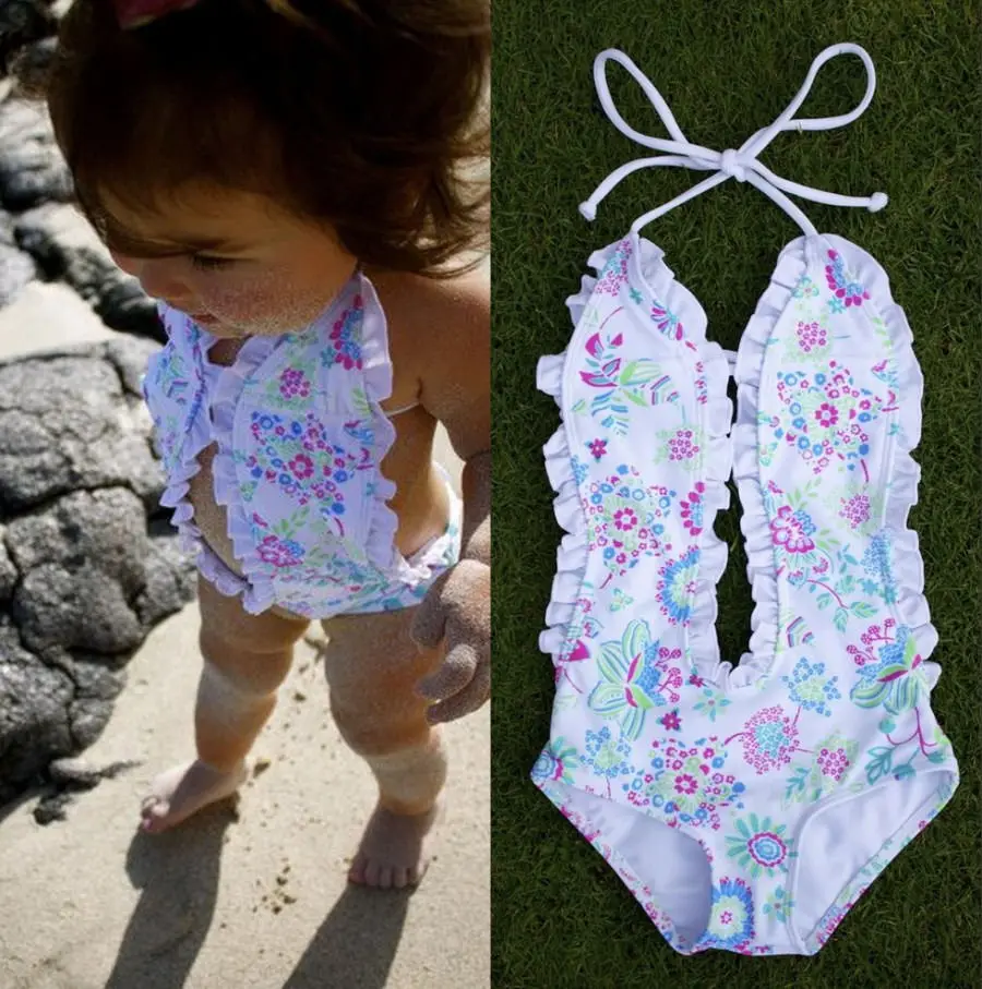 

Baby Girls Bikini Floral Split Tankini Swimsuit Bathing Suit Swimming Clothes UK