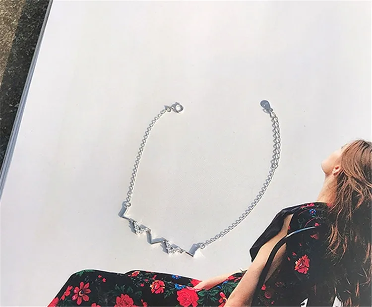 Корейский кулон с волной темперамент простой студенческий 925 пробы серебряной ключицы цепи личности женское ожерелье SNE331