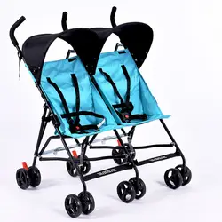 2017 Новый дизайн Детские двойные сиденья коляска ультра-легкий портативный автомобиль зонтик складной ребенок Близнецы тележка дешевая