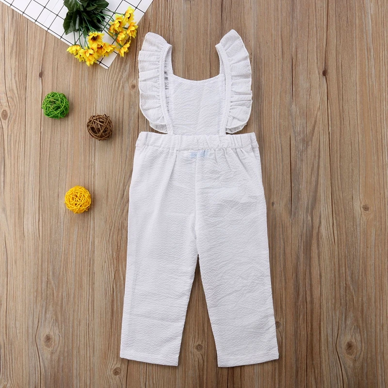 جديد الصلبة طفل الرضع طفل الفتيات بذلة رومبير طويلة بانت الملابس تتسابق Playsuit