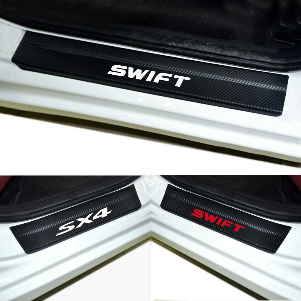 4pcs Door Stickers Carbon Fiber Car Scuff Plate sticker Vinyl Decal sticker for Suzuki Swift Sx4