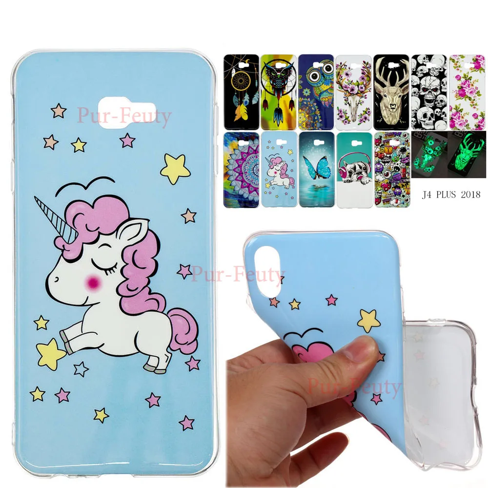

for Samsung Galaxy J4 Plus J4+ J415 J415F J415FN/DS J4Plus SM-J415 SM-J415F SM-J415FN/DS Silicone Painted Luminous Phone Cases
