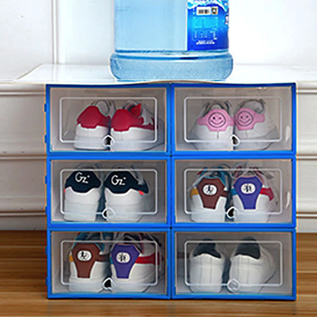 

6PCS Shoes Box Flip Thickened Transparent Drawer Case Plastic Shoe Boxes Stackable Box Storage Box Shoeboxstorage Shoerack