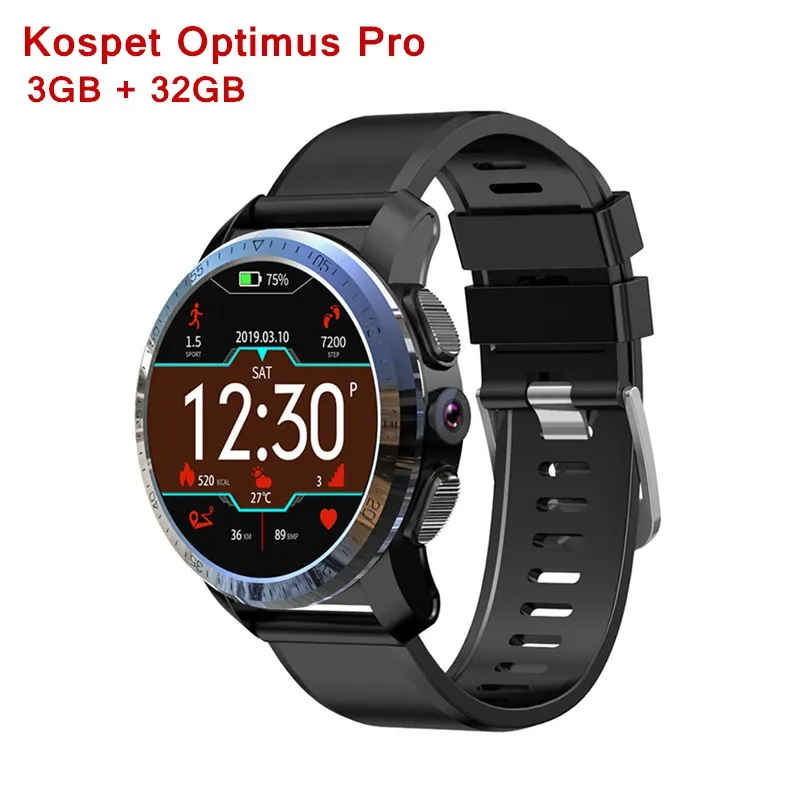 Смарт-часы Kospet Optimus/Optimus Pro с gps двойной системой 4G WiFi Android7.1.1 8.0MP камерой 2 Гб 16 Гб/3 ГБ 32 ГБ - Цвет: 3GB 32GB