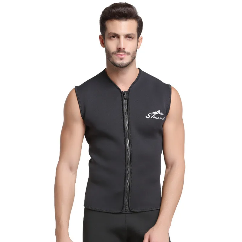 

2018 New Plus Size 5MM Neoprene Wetsuit Vest Man Zipper Snorkeling Diving Tops Men Winter Warm Swimming Wet Suits Black