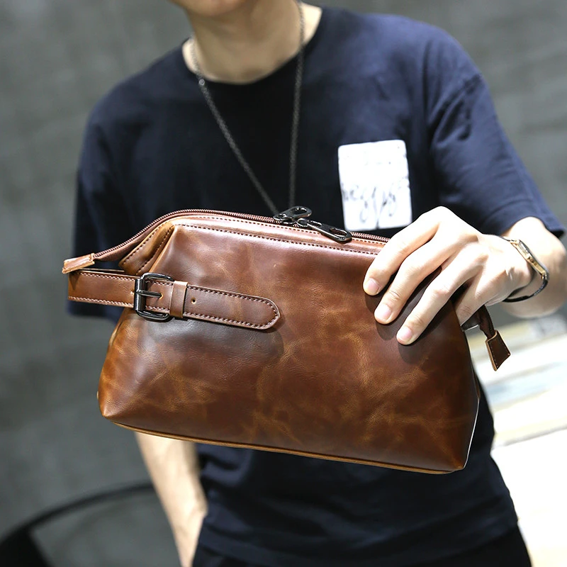 men's small leather clutch bag