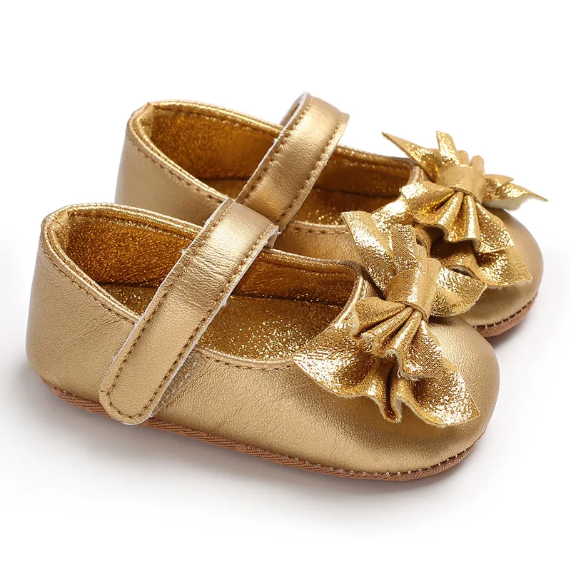 Bling сверкающих с милым бантом детская обувь для девочек PU первые ходоки Мэри Джейн мягкой подошвой принцессы обувь для младенцев для