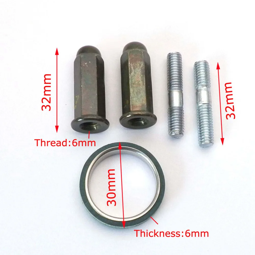 Скутер глушитель выхлопной мотоцикл китайский скутер выхлопные шпильки прокладка гайки комплект Gy6 50cc 125cc 150cc Qmb139 Moto