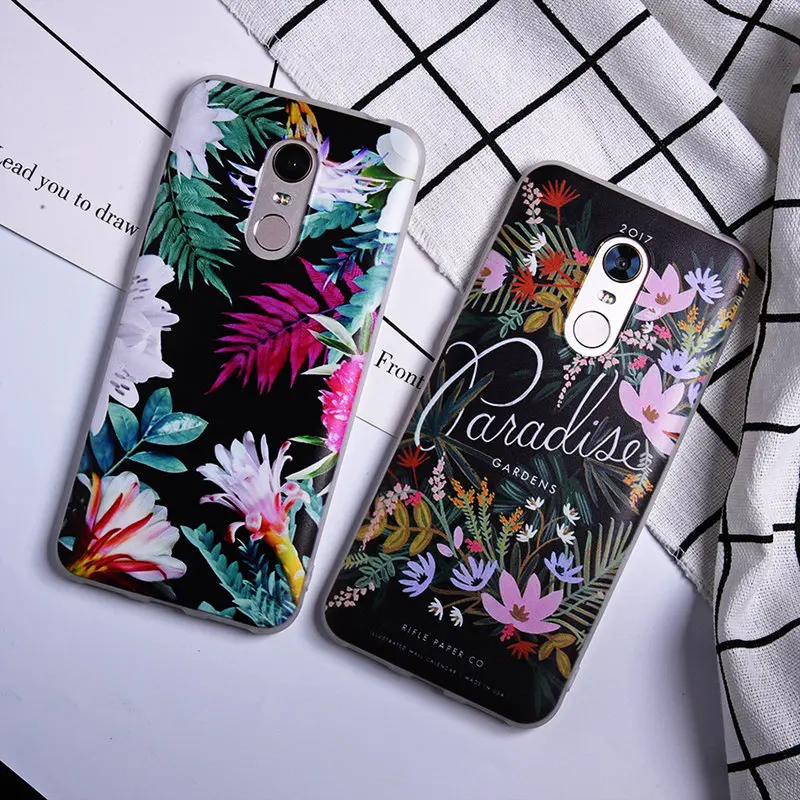 TOMKAS Painted Phone Case For Xiaomi Redmi 4X 5 Plus Flower Plants Animal Patterned  TPU Silicone Back Cover Coque fundas        (25)