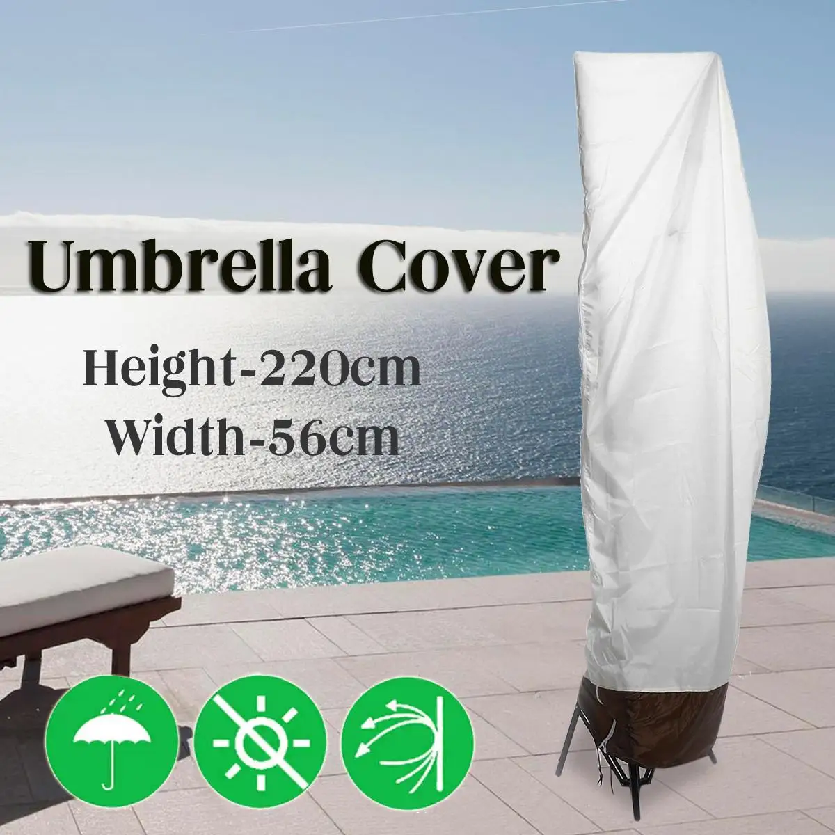 

220x56cm Waterproof Outdoor Parasol Banana Sun UV Protection Umbrella Cover Beach Cantilever Garden Patio Shield Rain Covers
